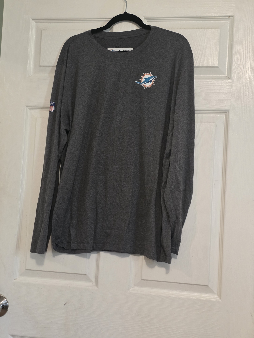 Men's Miami Dolphins Gray Long-Sleeve Tee Team Used #80